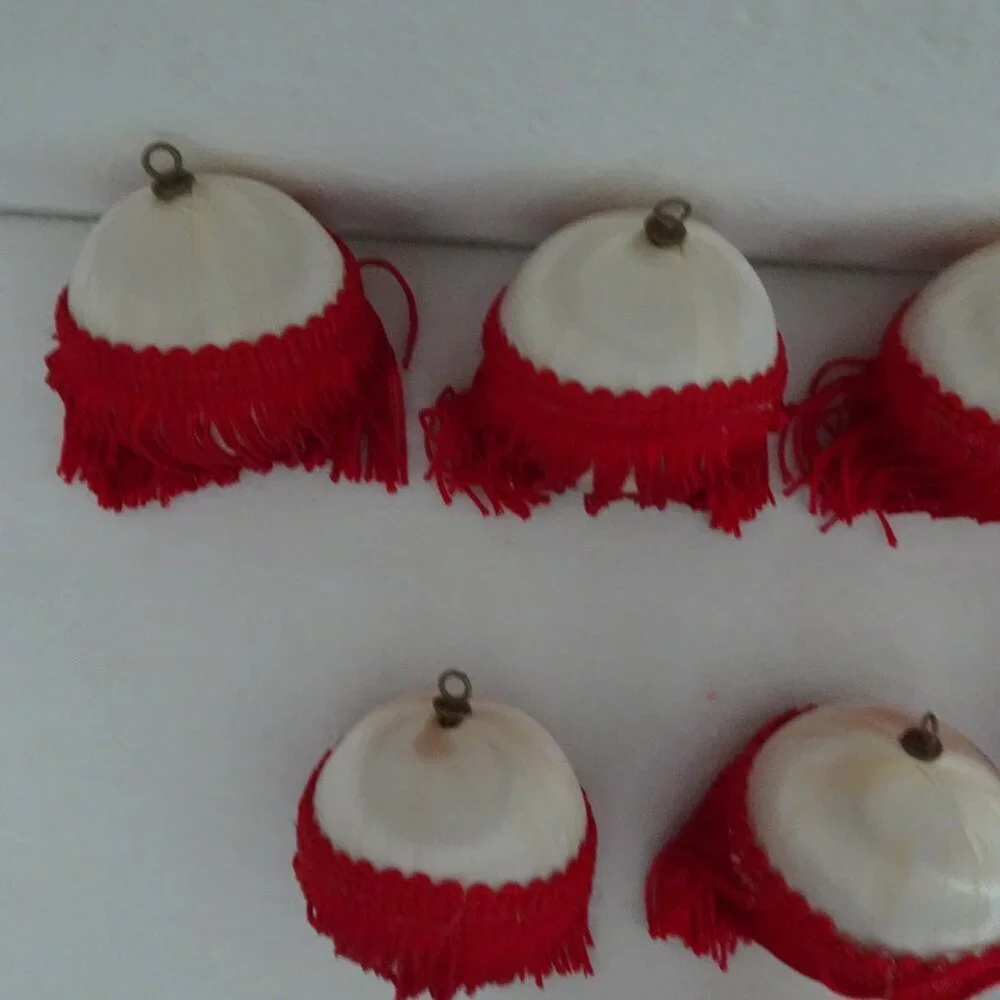 Vintage 12 Satin Ball Ornaments with Fringe Handmade Christmas Holiday Festive